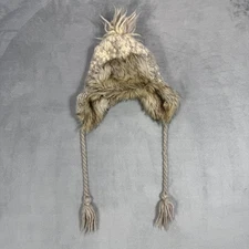 American Eagle Outfitters Trapper Hat Faux Fur Lined Pom Pom Tassels One Size