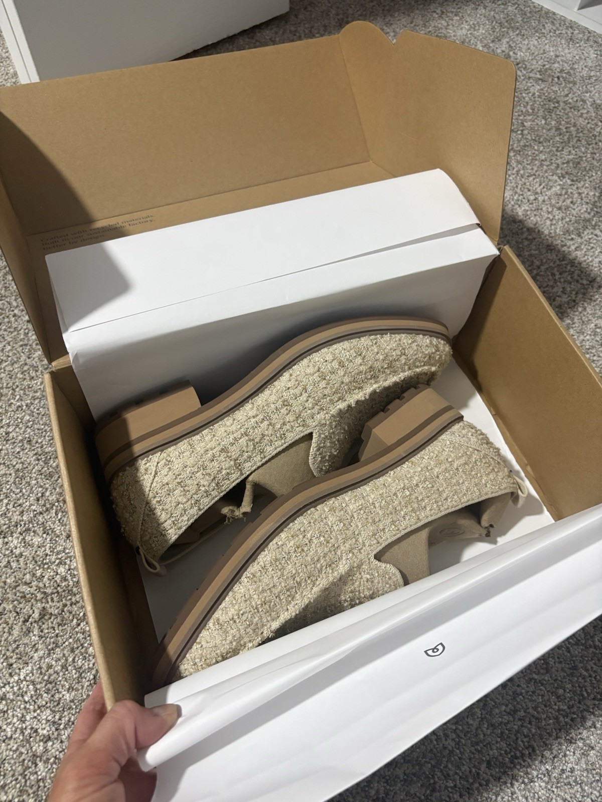 Rothy's Women's Lug Loafer Flat Snowcap Bouclé Beige Slip-On US 11 EU 41, NIB!