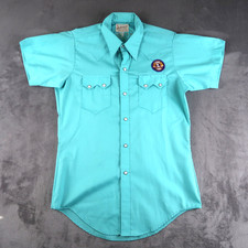 VTG 70s Rockmount Ranch Wear Western TRU WEST Pearl Snap Shirt Sz M Saw Tooth