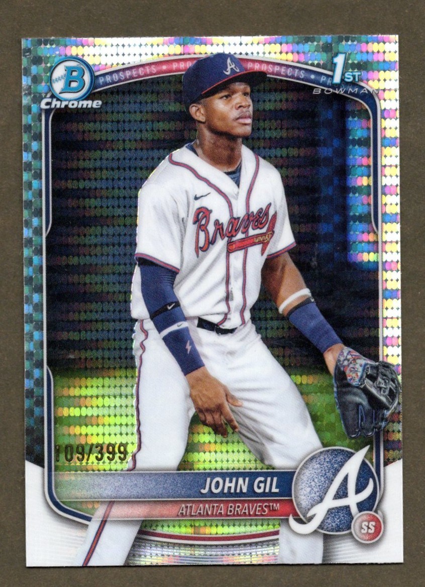 2025 Bowman Chrome John Gil Pulsar Refractor 1st Prospect #109/399 Braves