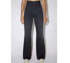 Acne Studios 1990 Washer Out Black Rigid High Waist Loose Bootcut Jeans Sz 27/30