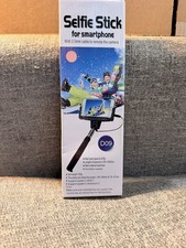 D09 Telescopic Selfie Stick 3.5mm Jack Wired Stainless Steel Clamp Black