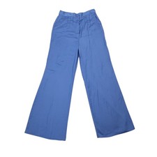 Vintage 70s Navy Blue High Rise Wide Leg Flare Trouser Pants 26"