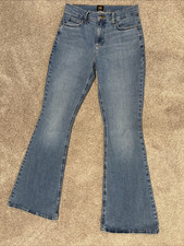 Lee Womens Bell Bottom Jeans 70's Hippie Style Denim Size 8 Long Zipper Fashion