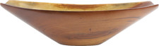 Large Vintage Mid Century Turned Wood Oval Bowl Centerpiece