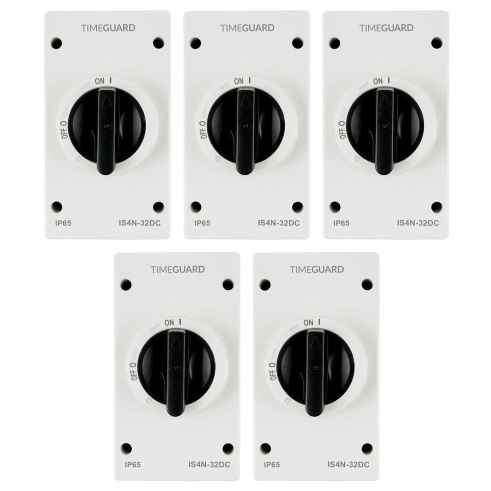 5 x Timeguard IS4N-32DC IP66 DC Rotary Isolator Switches - 4 Pole 32A