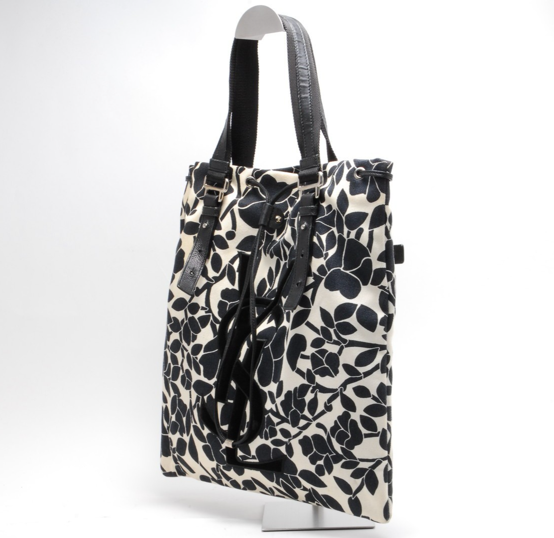 Borsa Yves Saint Laurent tote logo Kahara tela fiore