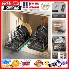 Space-Saving Sliding Lid Holder & Pan Rack Organizer – 16 Dividers Included
