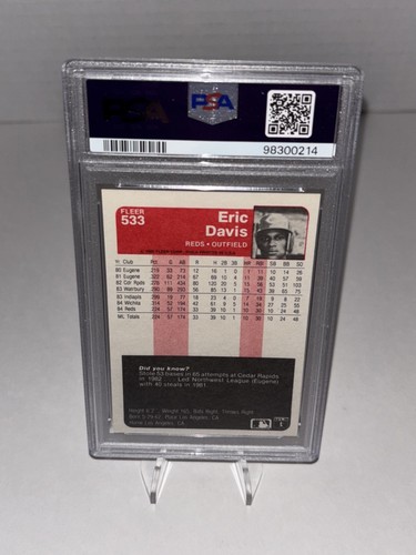 1985 Fleer Eric Davis RC #533 PSA 8 NM-MT Cincinnati Reds - Picture 2 of 2