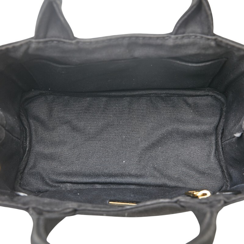 Prada Canapa Triangle Logo Plate Handbag Shoulder Bag 2WAY Black Canvas Ladies P thumbnail 5