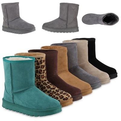 VAN HILL Damen Stiefeletten Winter Boots Esme Gefüttert Flach Profilsohle Bequem