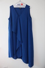Adrianna Papell Blue Draped Front V-neck Dress Asymmetrical Hem Size 20W