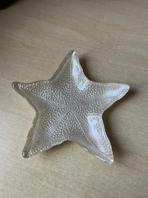 Creme Perlglanz Seestern Glas Schmuck Schale Tablett