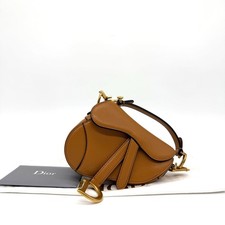 Dior Micro Saddle Bag in Tan Brown Leather Gold Hardware