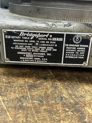 Bridgeport 12'' Manual Horizontal Rotary Table, MPN 12 ROTARY TABLE