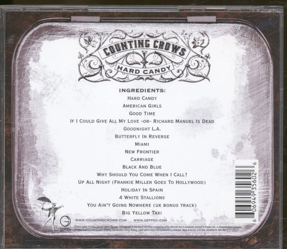 Counting Crows Hard Candy CD Europe Geffen 2003 Has info stickers on front - Bild 2 von 3