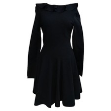 Valentino Garavani Ruffled Long Sleeve Mini Dress In  Viscose Women Black Size