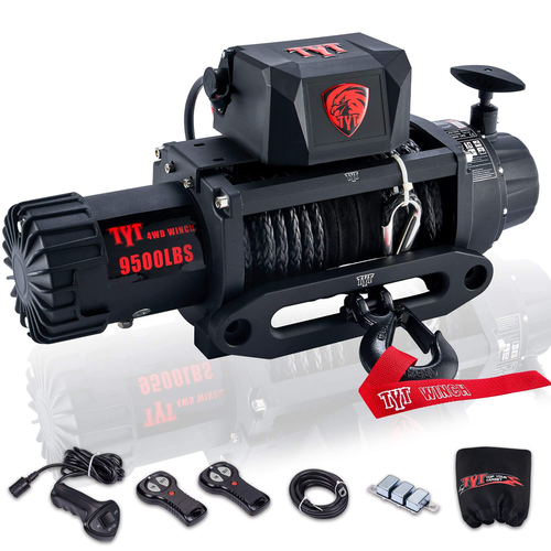 TYT Electric Winch 9500lb W/Synthetic Rope Trailer Towing For Truck