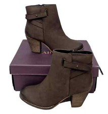 CARVELA Smart Mid Brown Leather Zip Up Block Heel Round Toe Boots Ladies