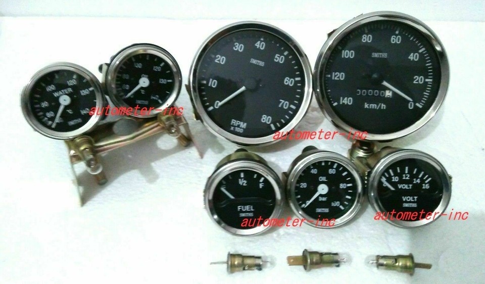 Smiths Gauges Kit 80 Mm Speedo Tacho,52 Mm Temp Oil Pressure Volt Fuel In White Fae Chrome Bezel - Foto 9