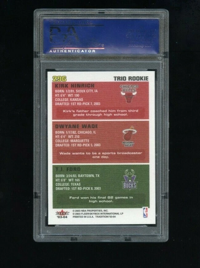 2003 Fleer Tradition Rookie Trio Ford/Wade/Hinrich #296 PSA 10 GEM MINT - Image 2 of 2
