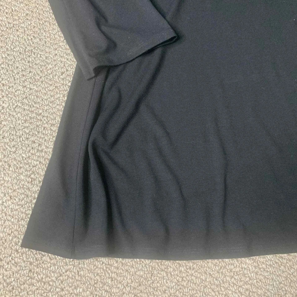 Eileen Fisher Womens Dress Size Small Black Long Sleeves Mini Swing Pullover - Image 3 of 4