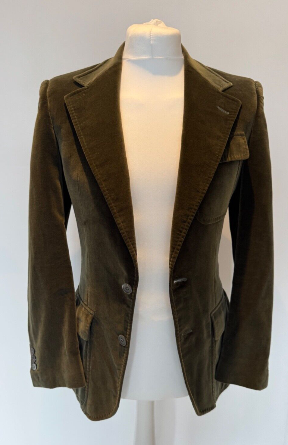 Splendida giacca in velluto da sera verde YSL Yves Saint Laurent piccola