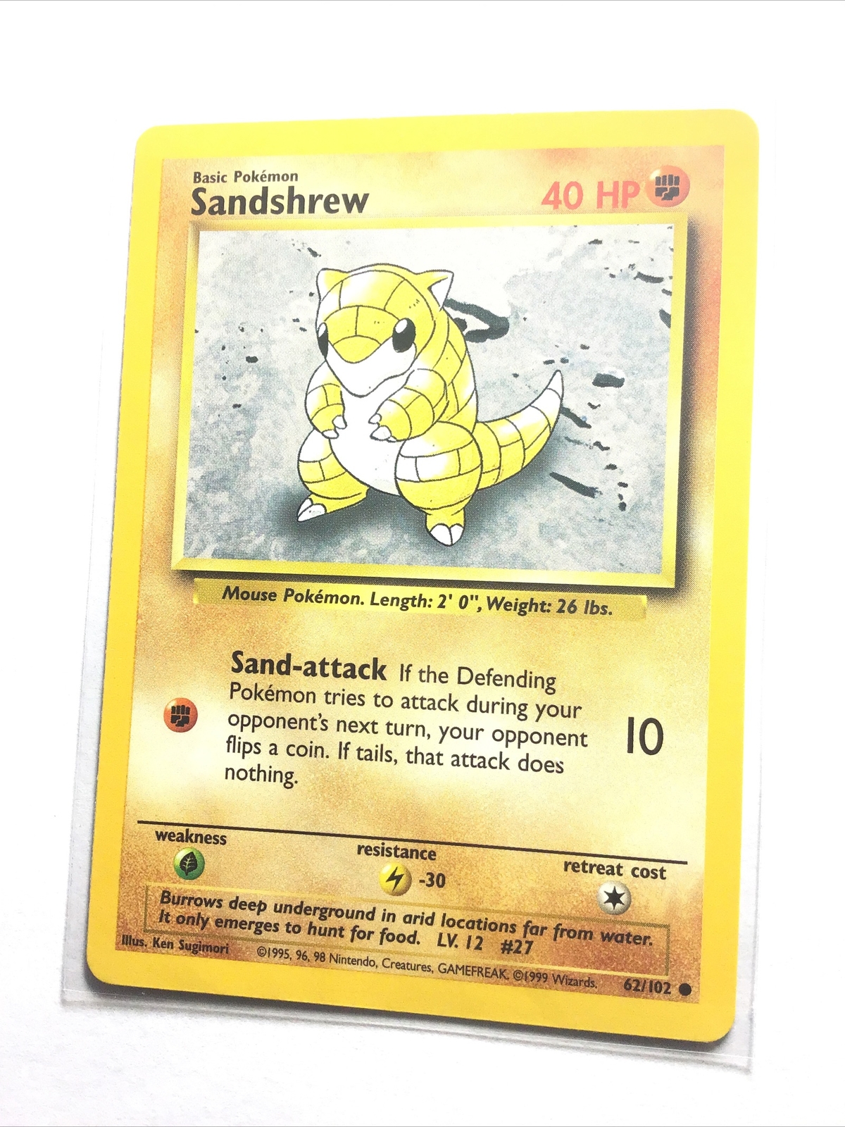 SANDSHREW - 62/102 - Base Set - Pokemon Card - NM