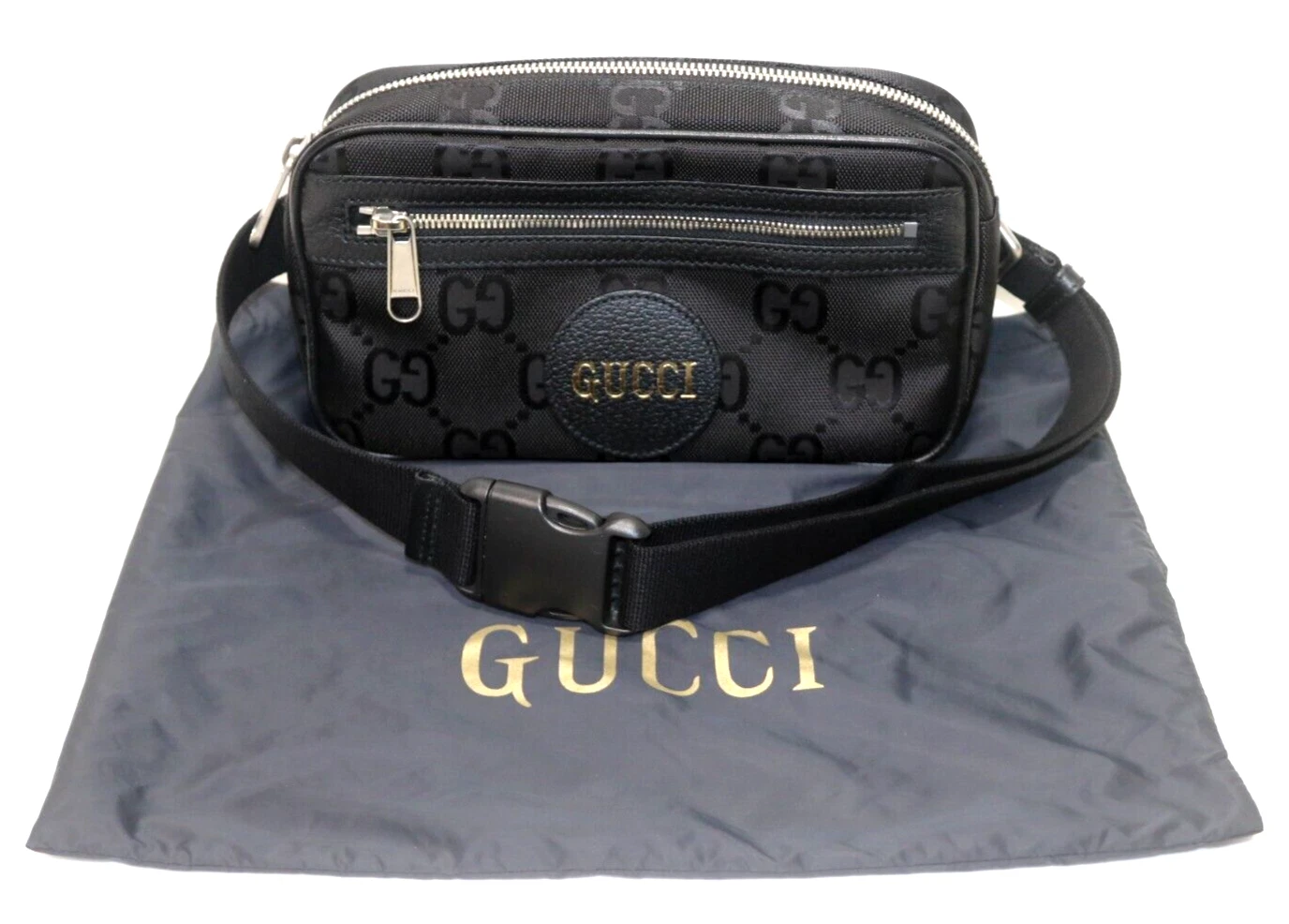 Sac ceinture en nylon GUCCI Off The Grid GG noir 631341 avec sac à poussière NEUF, LIRE !