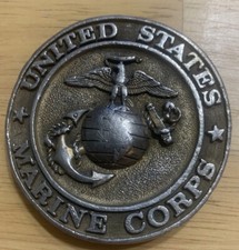VTG United States Marine Corps Brass Belt Buckle Eagle Globe Anchor 80s
