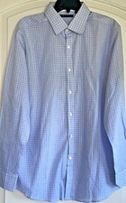 New	Theory Men  s Long Sleeve Button Up Dress Shirt 16 1/2 32/33 Light Blue M0531