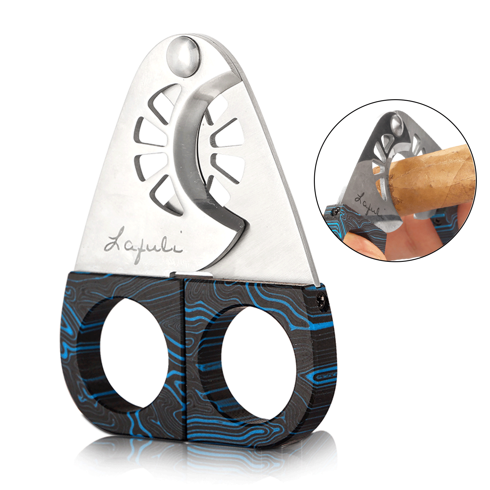 Stainless Steel Double Blade Cigar Cutter with Gift Box Portable Sharp Scissors-image