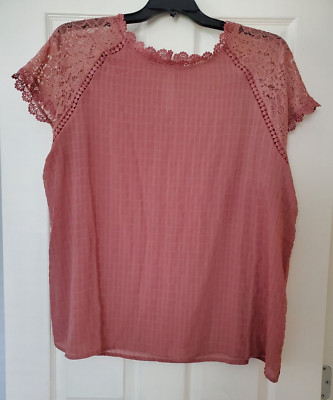 PERCH BY BLU PEPPER Mauve Floral Embroidered Blouse Size 3XL