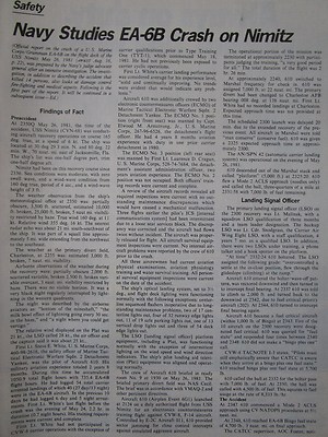 9/1982 ARTIKEL 7 SEITEN USMC GRUMMAN EA-6B CRASH FLIGHT DECK USS NIMITZ CVN-68