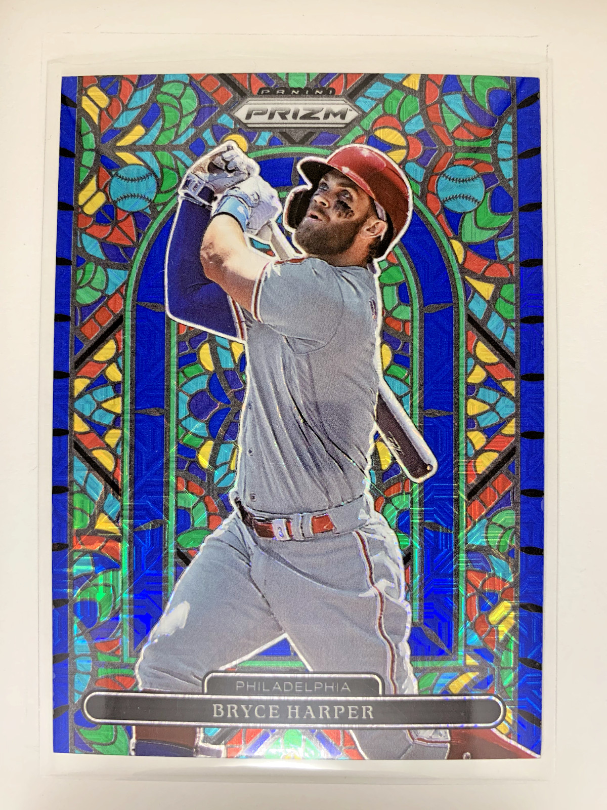 2022 Prizm Bryce Harper Stained Glass Color Match Blue Mojo Prizm /199