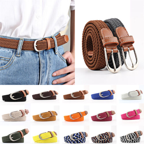 Elastic Fabric Braided Belt Enduring Stretch Woven Belt for Men Women Unisex AU - Picture 1 of 35