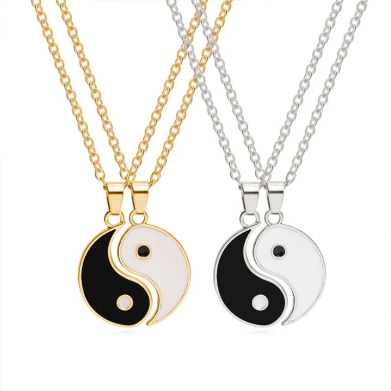 Yin Yang BFF Couples Pendant Necklace Chain for Women Mens