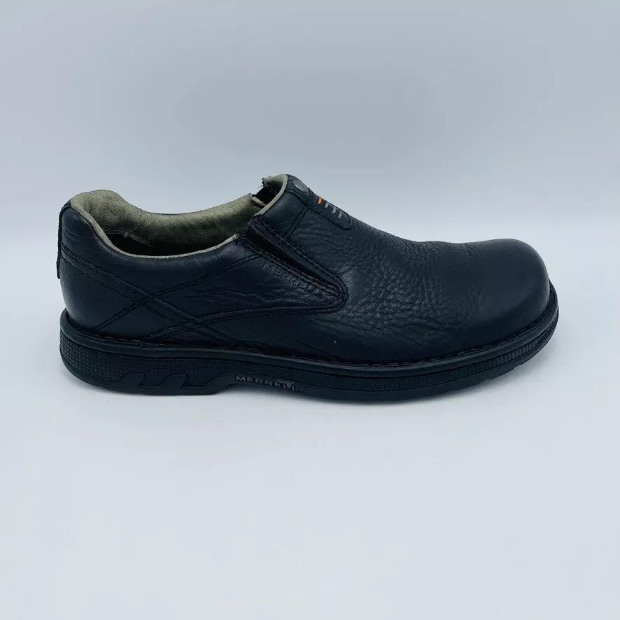 Merrell World Legend Men s Sz 9.5 Black Leather Slip on Shoes J45053 Comfort
