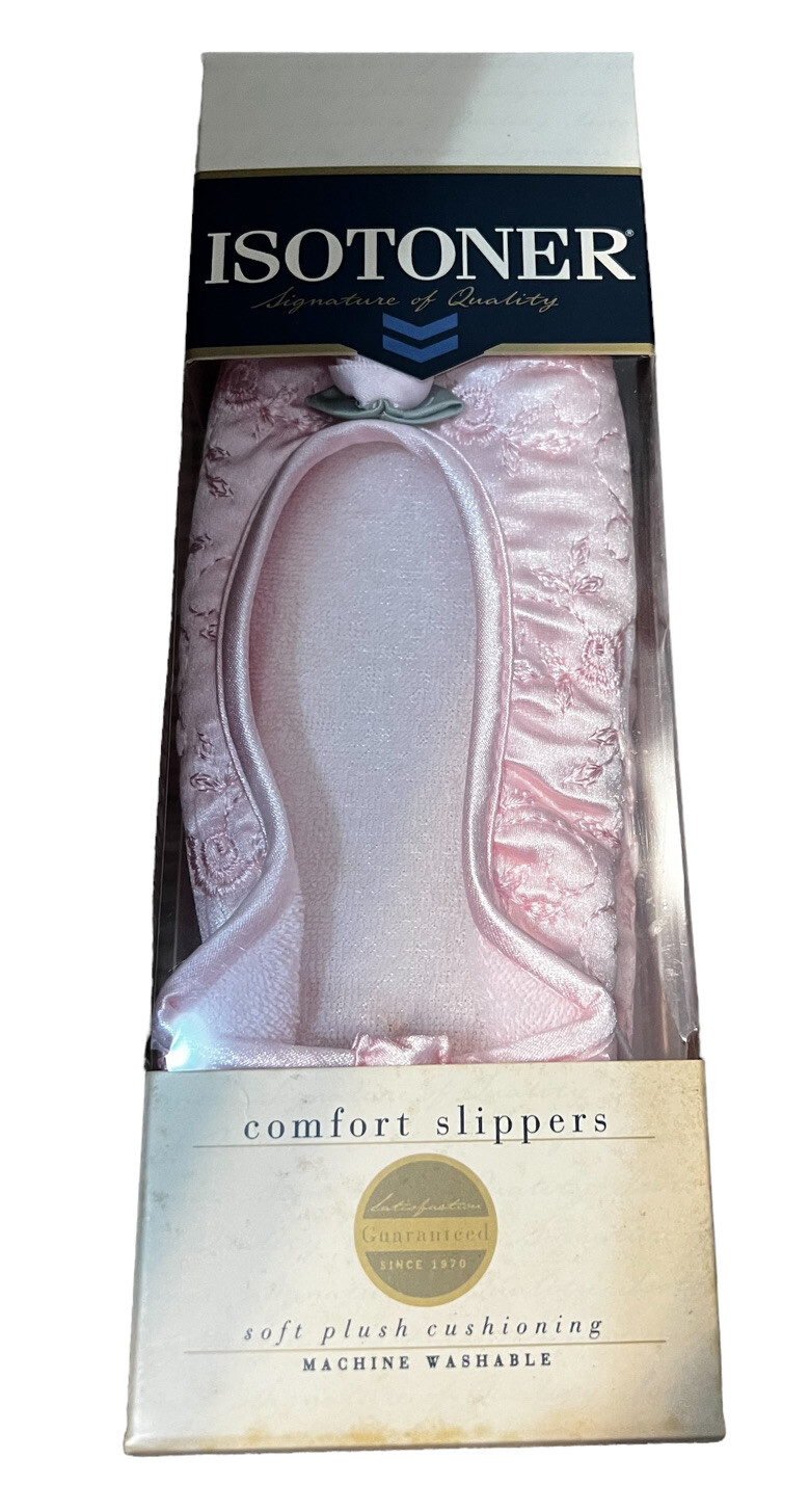 SAOLA Pantofole comfort Isotoner schiuma Medium 6 5 7 5 raso 1997 vintage suola pelle rosa