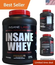 BCAA Enriched Insane Whey Protein, 5lbs - Lean Muscle Gains, No Clumps Guarantee