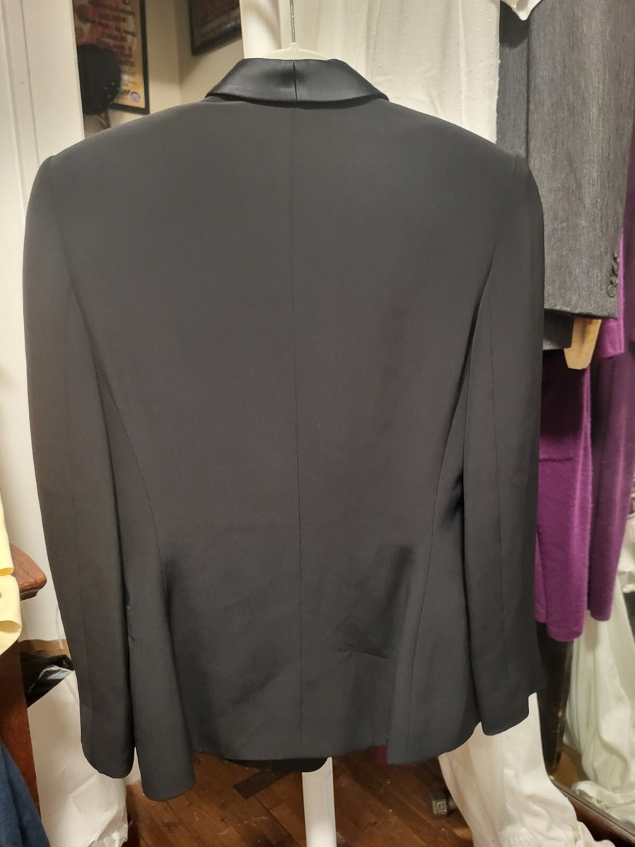 Armani Collezioni★素敵！Women’s Black Blazer Jacket Giorgio Armani Linen Silk Single-Button Blazer Jacket