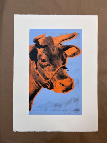 Andy Warhol "Vaches" - 1971, Pl. Numéro d'édition signé à la main ltée 26 x 19 pouces - Photo 1 sur 4