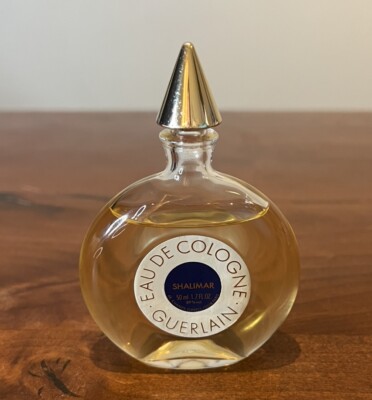 Vtg 80s SHALIMAR Guerlain 1.7 oz 50 ML Eau De Cologne Splash Blue Dot