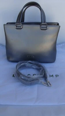 Beau sac LONGCHAMP HONORE 404 Small Leather Tote Bag gris métallisé - Photo 1/4