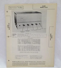 Vintage Howard W Sams Photofact Folder Clark Model PA20 Radio Parts Manual