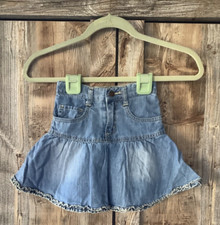 Girls Vintage THE CHILDRENS PLACE Denim A Line Flare Ruffled Hemline Skirt 4T