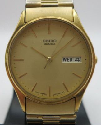 SEIKO 掛時計 大小セット ゴールド Seiko Gold-Tone Dress Quartz Watch - 7N43-8D68 / 7N43-8A69 - New