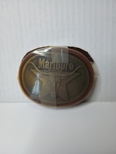 Vintage 1987 Marlboro Belt Buckle Solid Brass Philip Morris Longhorn Steer Star