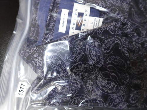 Joseph Abboud Men's Dress Shirt Non-Iron Size L Navy Blue Paisley, 100% Cotton - Picture 13 of 13