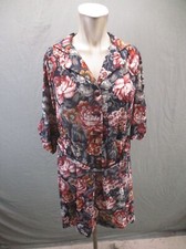 Unbranded Size S Women Floral Elbow Sleeve Collared Belted Short Shirt Dress 272